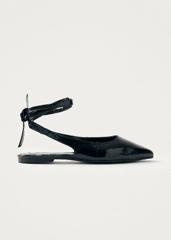 Ribbon Onix Black Leather Ballet Flats