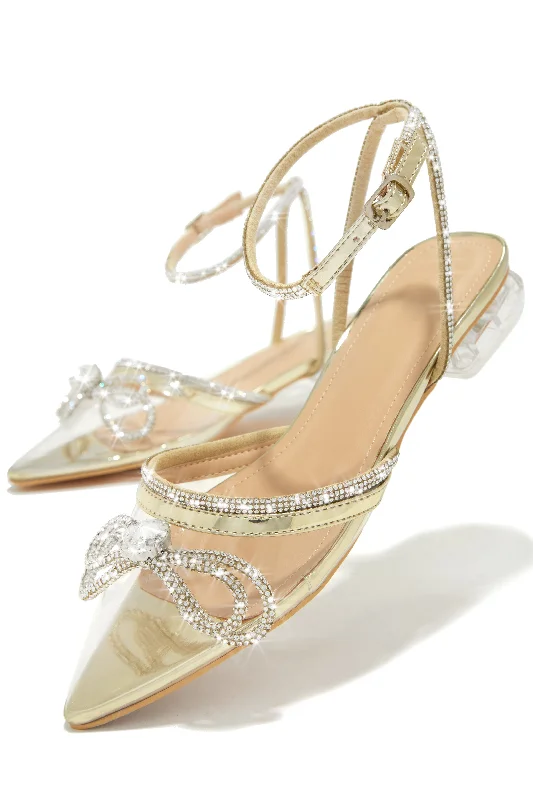 The Afterparty Embellished Pointed Toe Flats - Gold