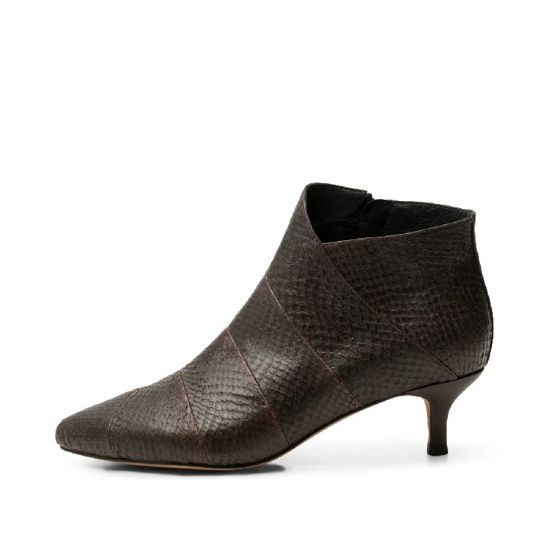 Saga bootie fishleather - DARK BROWN