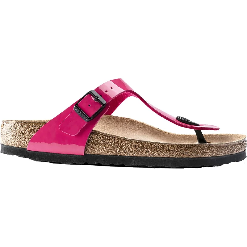 Women's Birkenstock Gizeh Fuchsia Tulip Birko-Flor Patent