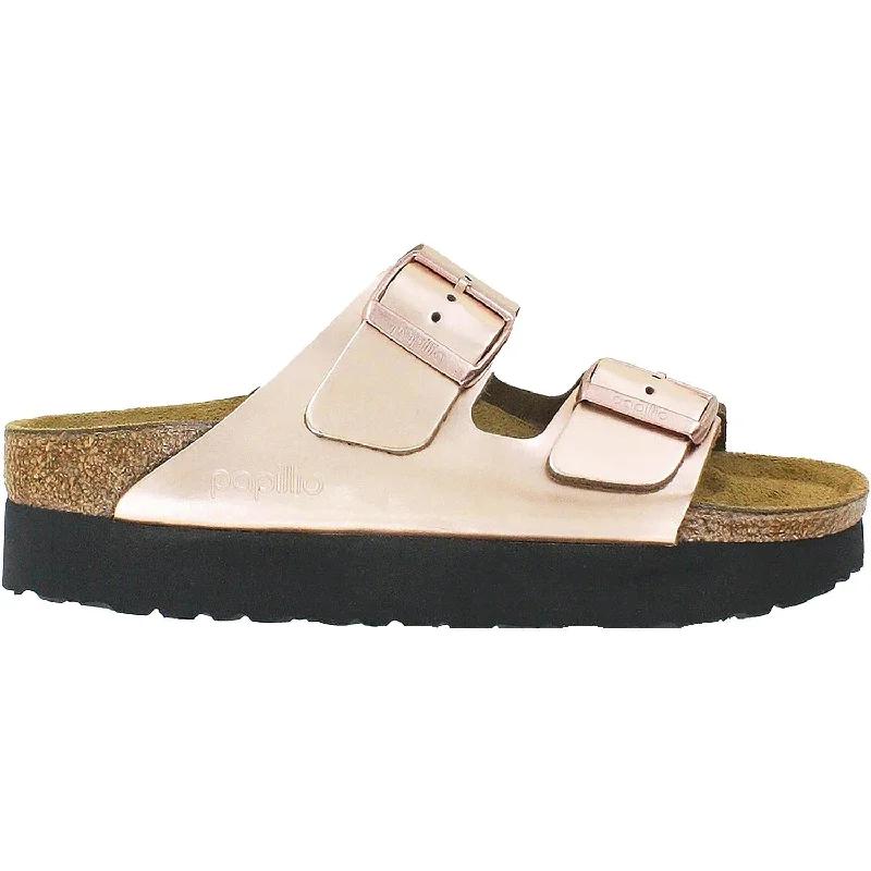 Women's Birkenstock Papillio Arizona Platform Copper Metallic Leather