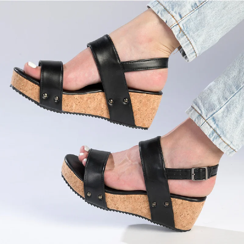 Alessio Revised Cork Rocker Wedge - Black