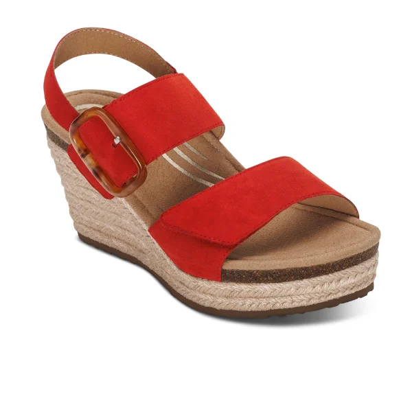 Aetrex Women's Ashley Espadrille Wedge Poppy