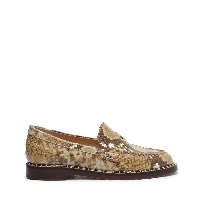 Christie Snake-Embossed Leather Flat