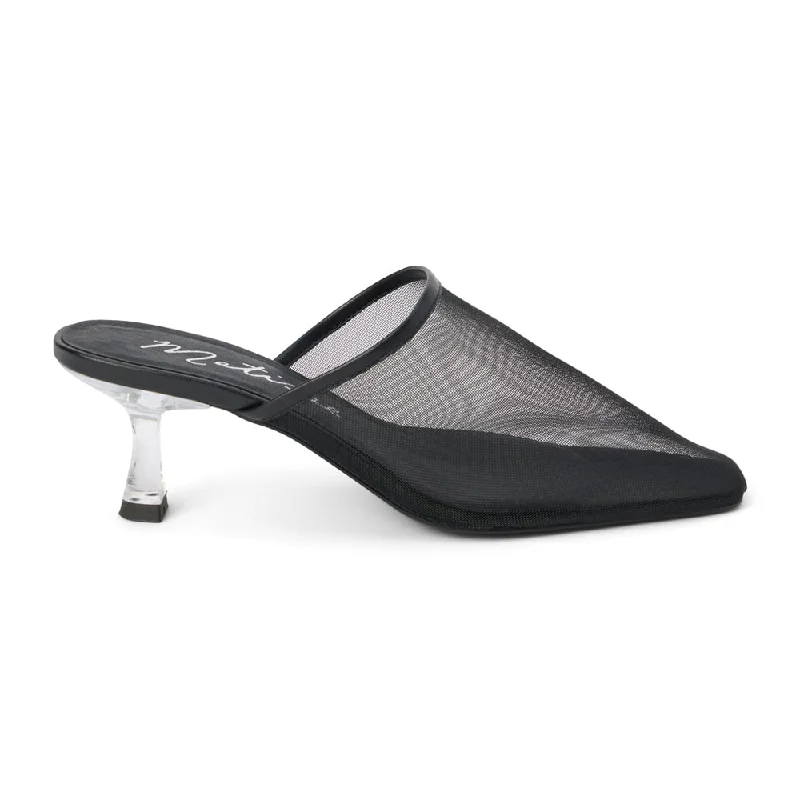 Bette Square Toe Mesh Kitten Heel Mules