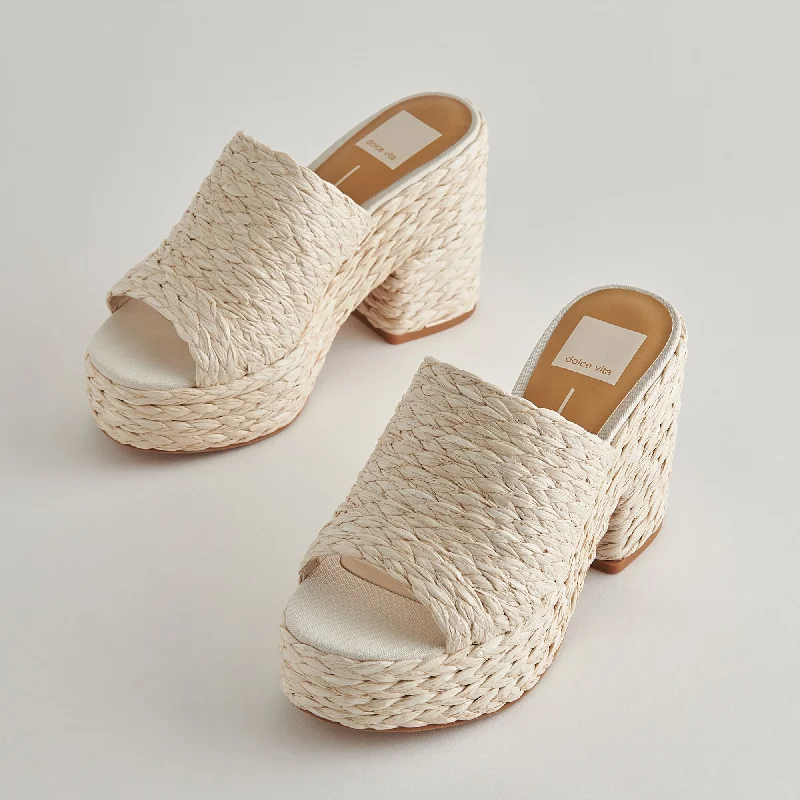 ELORA HEELS OFF WHITE RAFFIA