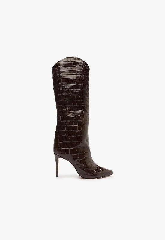 Maryana Lo Crocodile-Embossed Leather Boot