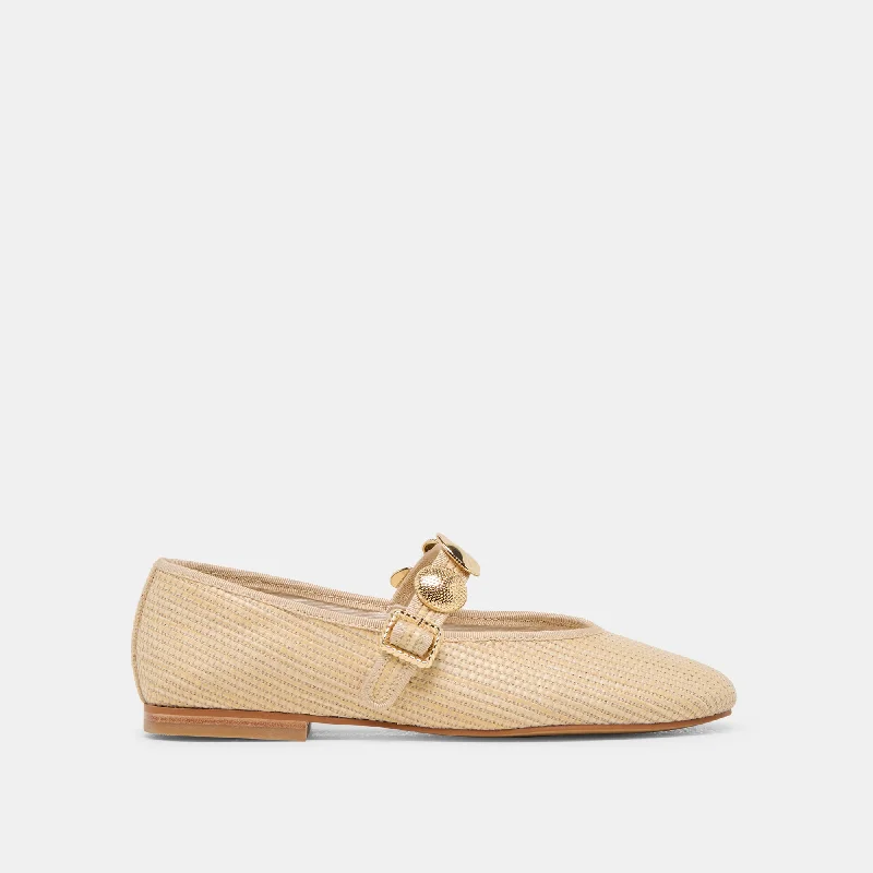 RELAN BALLET FLATS LT NATURAL RAFFIA