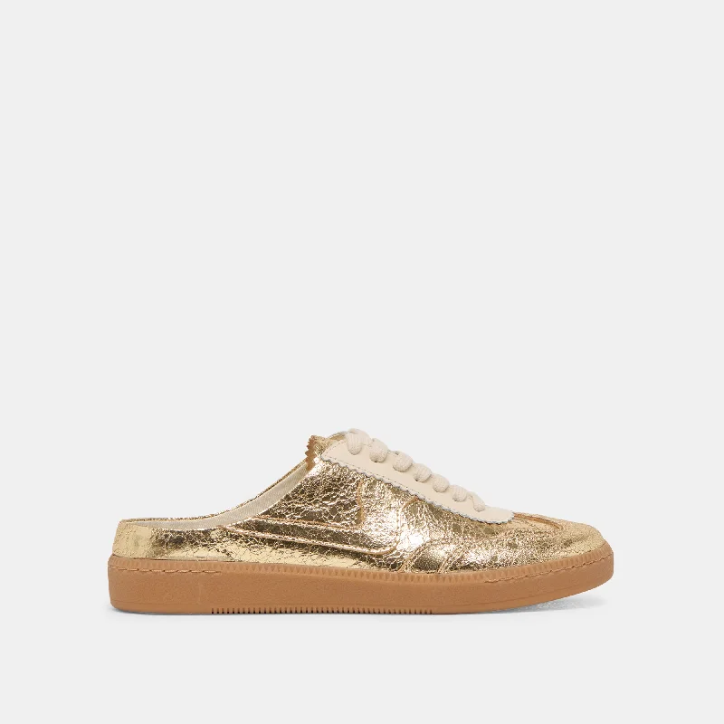 NOTICE SLIDE SNEAKERS GOLD DISTRESSED LEATHER