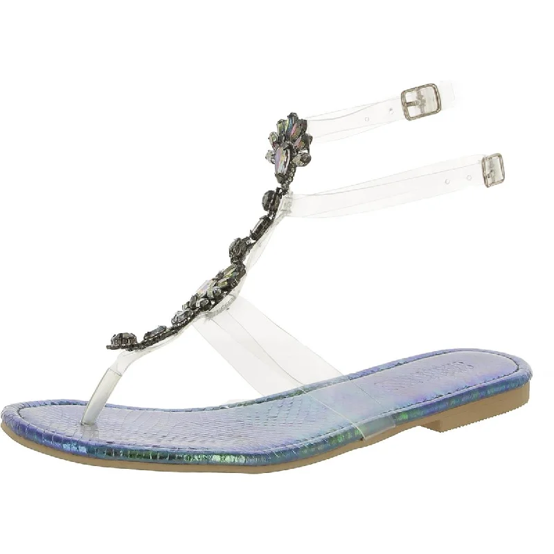 Shoe'N Tale Womens Embellished Snake Thong Sandals